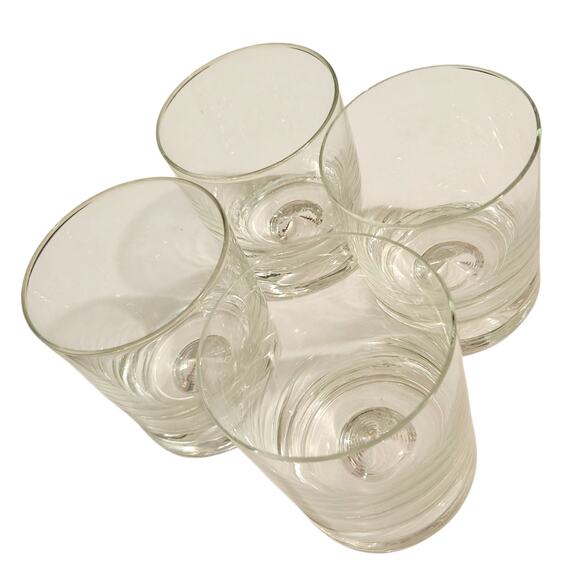 Set of 4 Clear Glass Tumblers – 4” Plain Dimple Bottom Drinking Glasses - Picture 1 of 5